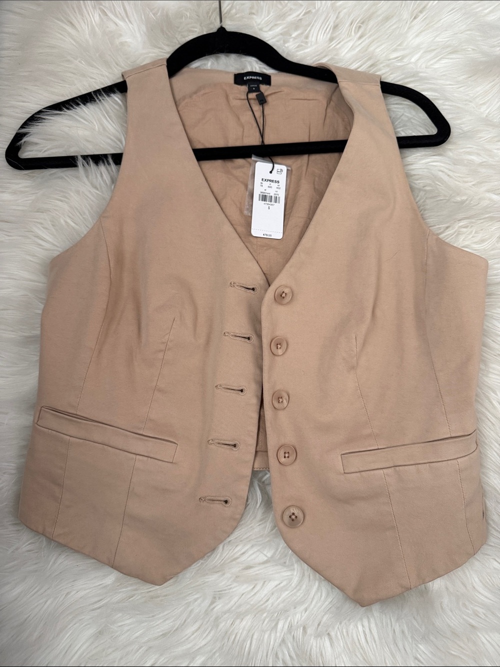 Express Neutral Beige Women's Tailored Button Vest